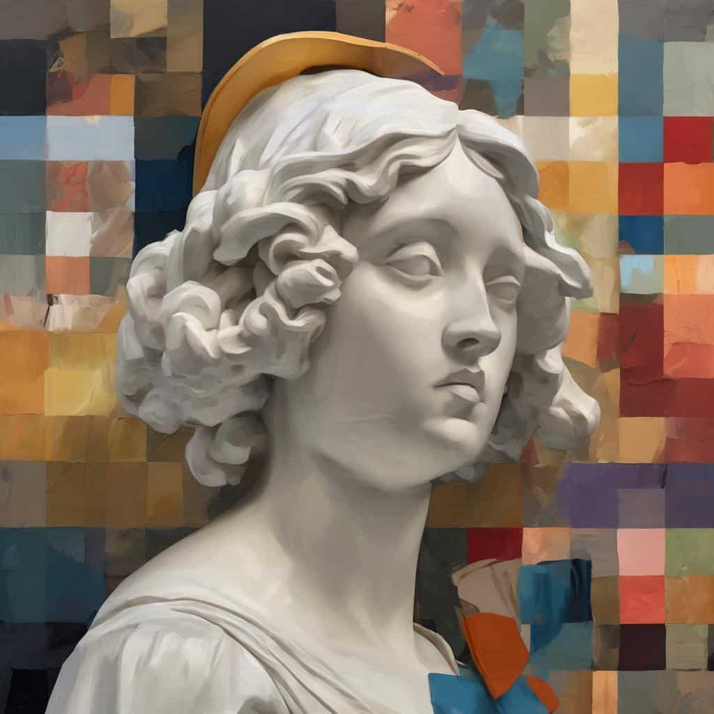 Λευκή γλυπτική γυναίκας με ιστορικό θέμα, τέχνη και πολιτισμός.